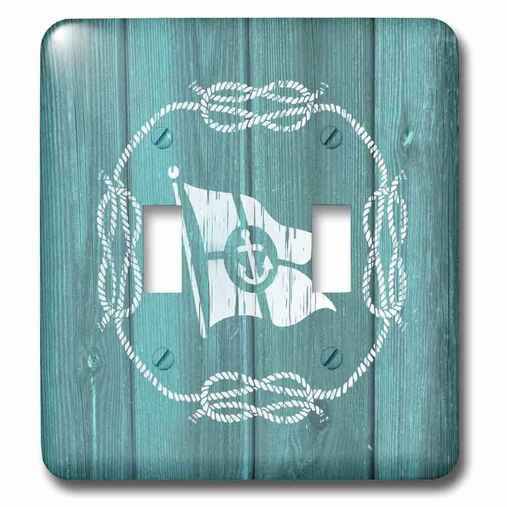 Double Toggle Wallplate With White Flag With Anchor Detail And Knotted Ropenot Real Wood