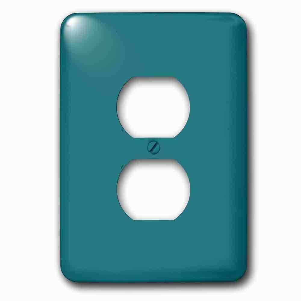 Single Duplex Outlet With Image Of Solid Teal Water Color