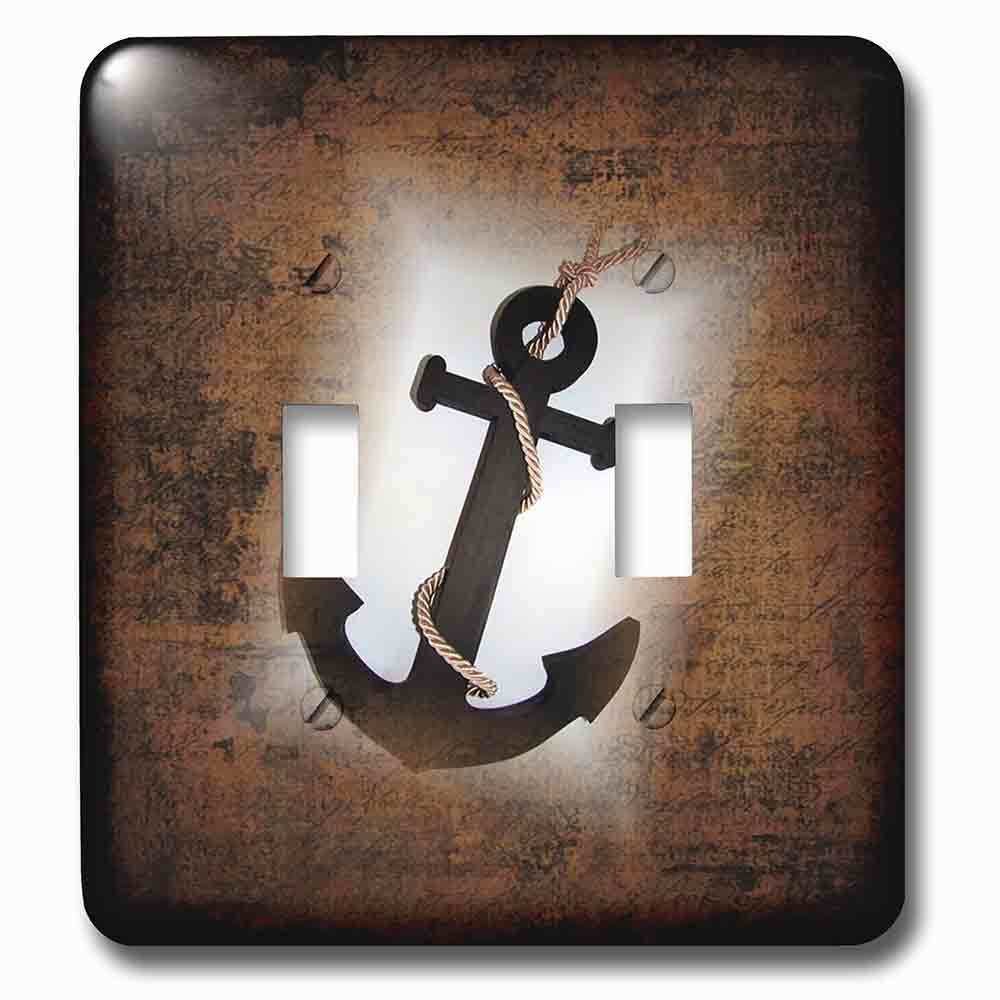 Double Toggle Wallplate With Image Of Aged Anchor With Rope On Antique Background