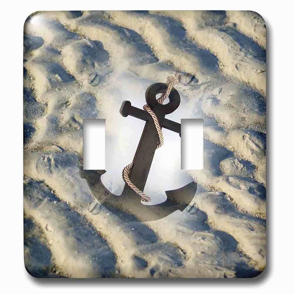 Double Toggle Wallplate With Image Of Roped Anchor Super Imposed On Beach Sand