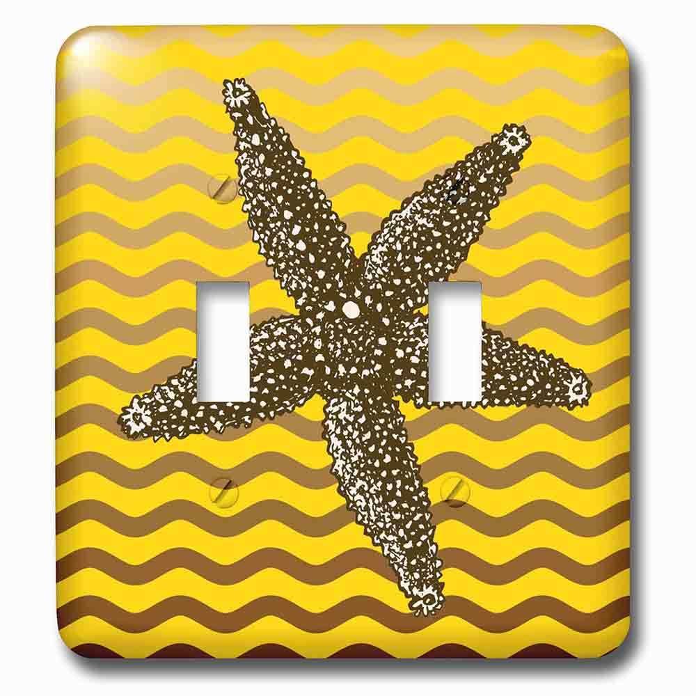 Double Toggle Wallplate With Nautical Theme Design With Star Fish Over Wavy Background