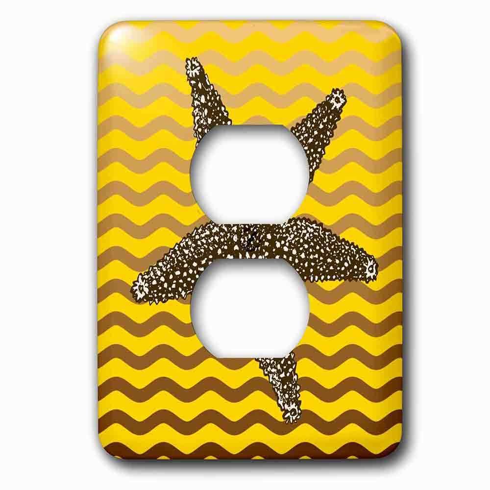 Single Duplex Outlet With Nautical Theme Design With Star Fish Over Wavy Background