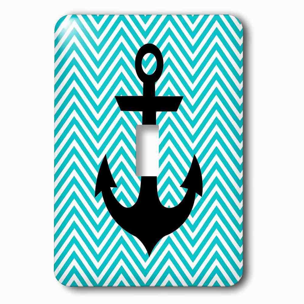 Single Toggle Wallplate With Anchor Chevron Pattern Turquoise