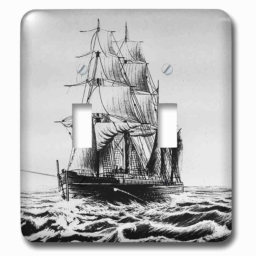 Double Toggle Wallplate With Victorian Anchored Magic Lantern Maritime Tall Sailing Ship No. 1