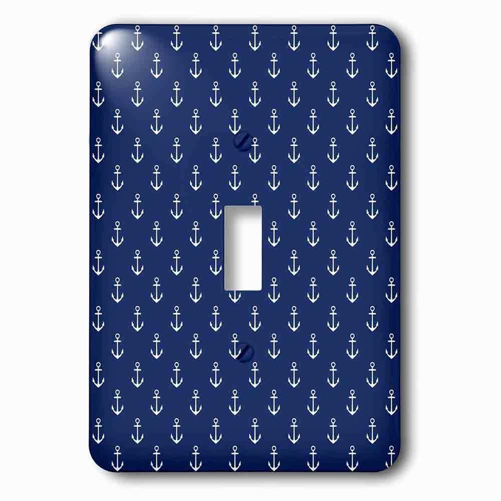 Single Toggle Wallplate With White Sailboat Anchors On Blue Background