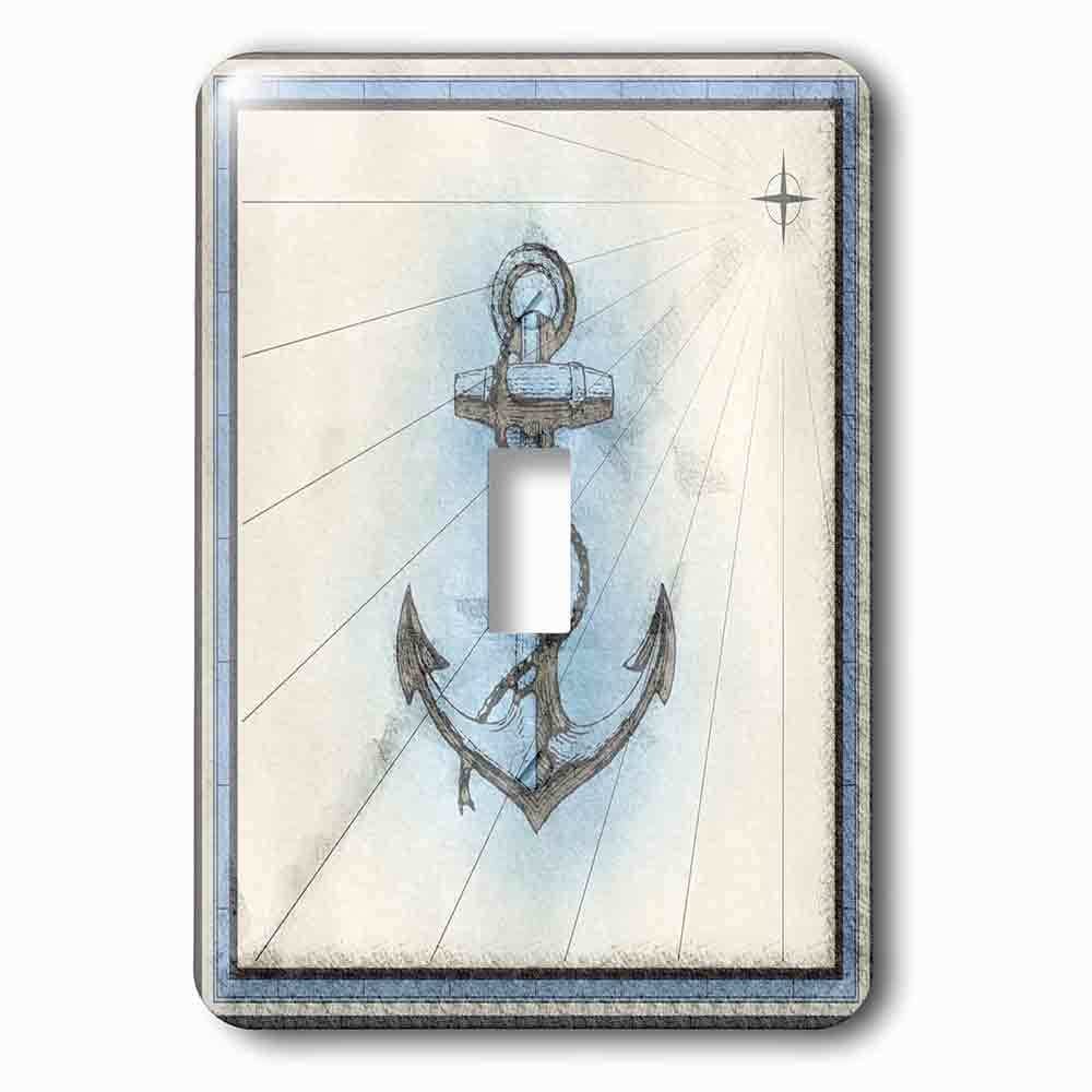 Single Toggle Wallplate With Image Of Grunge Anchor With Boat Lines