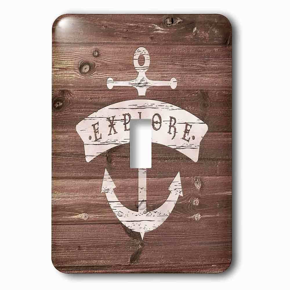 Single Toggle Wallplate With Explorewhite Painted Anchor On Brown Weatherboardnot Real Wood