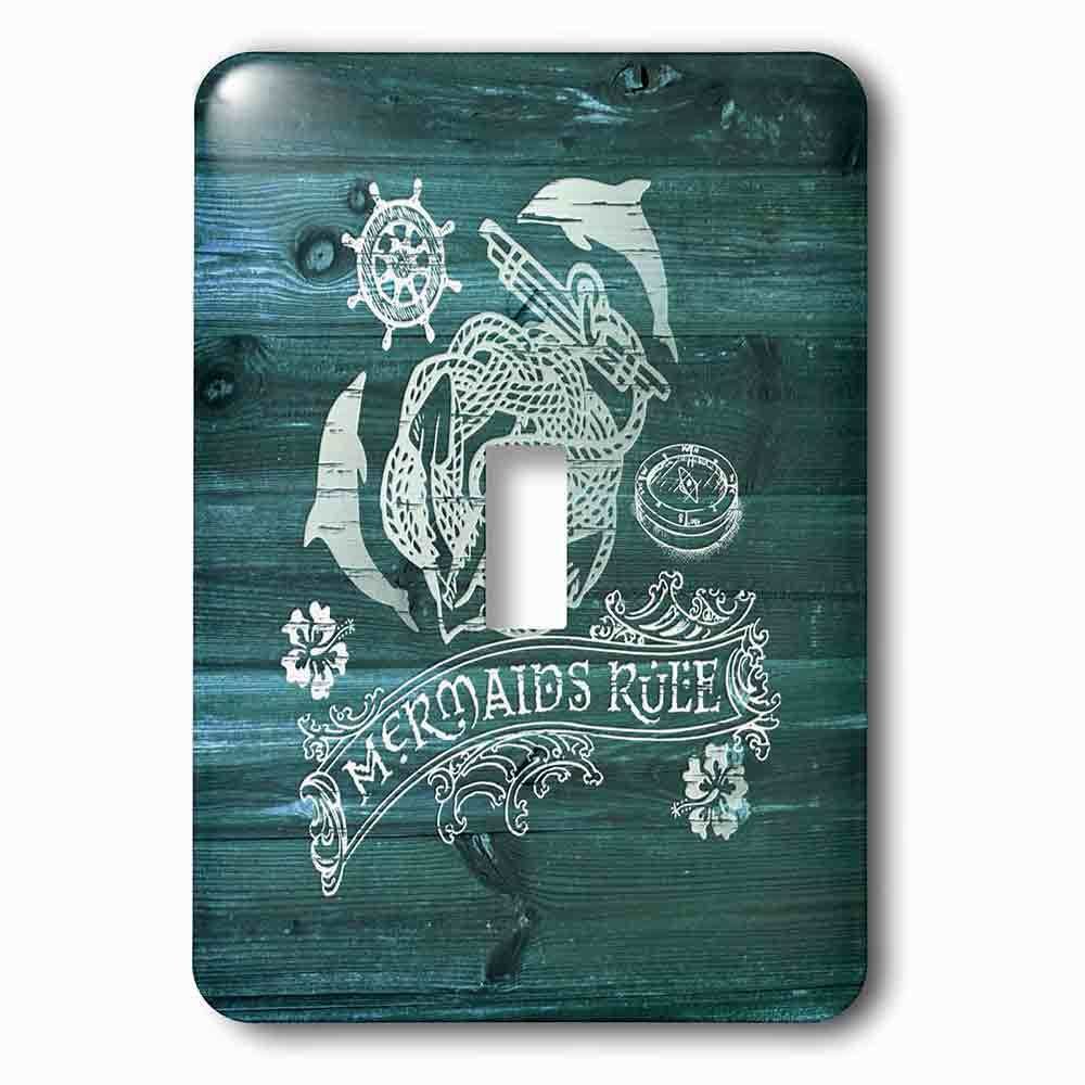 Single Toggle Wallplate With Mermaids Rulewhite Anchor Design On Blue Weatherboardnot Real Wood