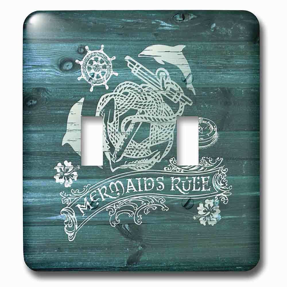 Double Toggle Wallplate With Mermaids Rulewhite Anchor Design On Blue Weatherboardnot Real Wood