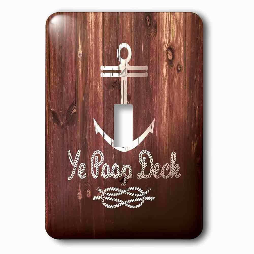 Single Toggle Wallplate With Ye Poop Deckfunny Anchor Design On Brown Wood Effectnot Real Wood