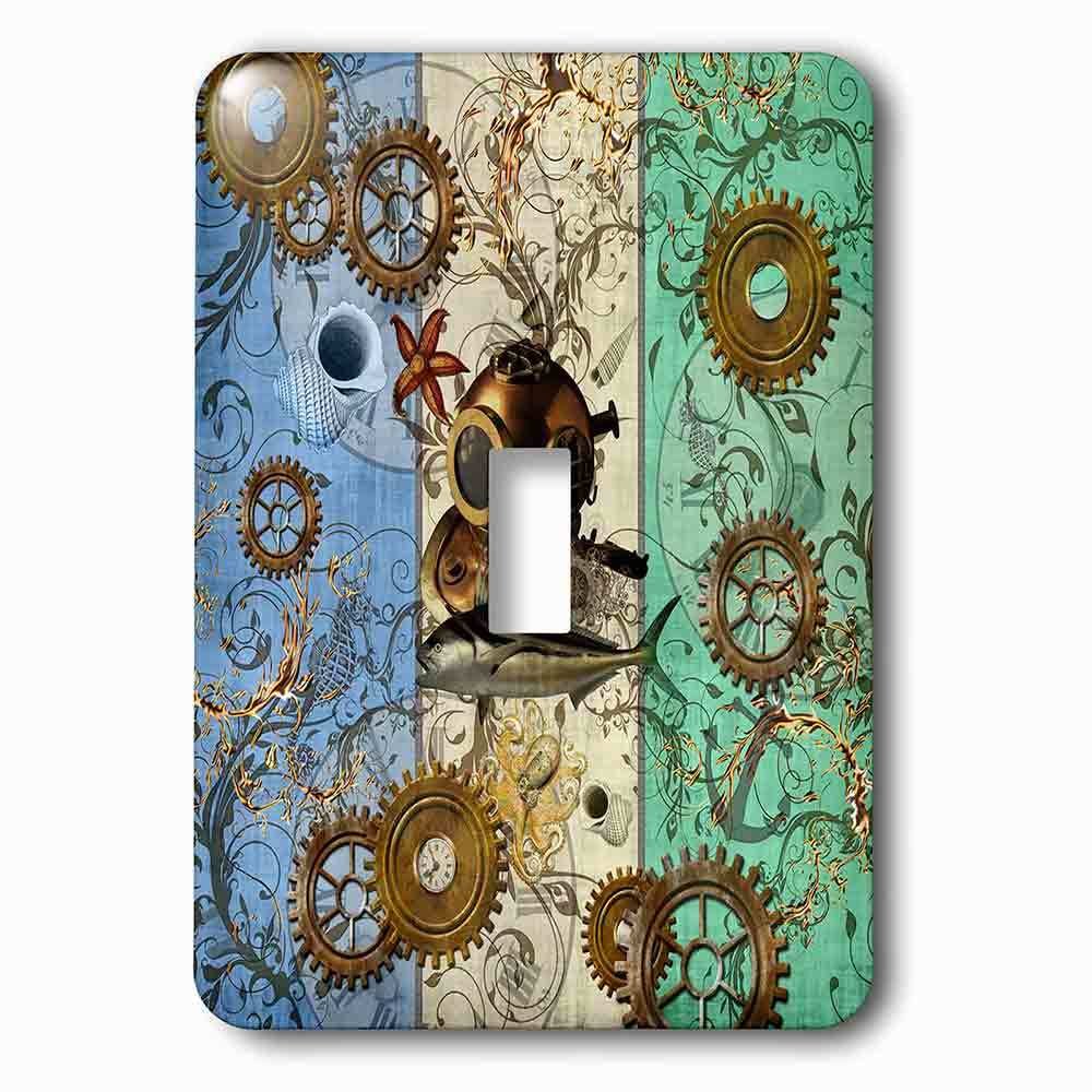 Single Toggle Wallplate With Nautical Steampunk With Antique Divers Helmet And Sea Creatures