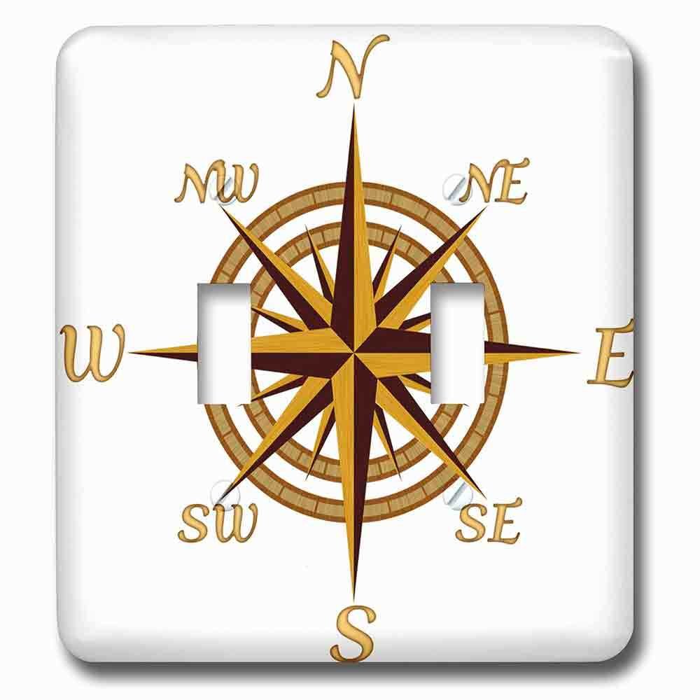 Double Toggle Wallplate With A Classic Compass Rose Nautical Design For Any Who Loves To Sail.