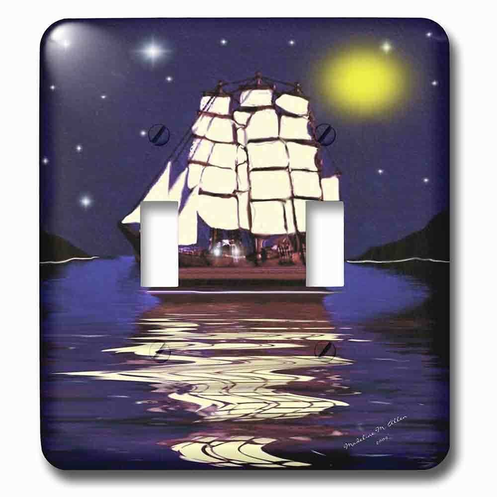Double Toggle Wallplate With A Nautical Dream Smudgeart Ship Art