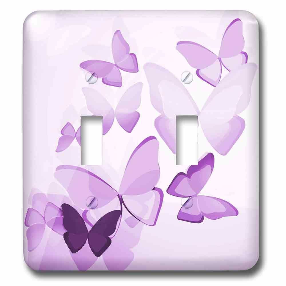 Double Toggle Switchplate With Transparent Purple Butterflies