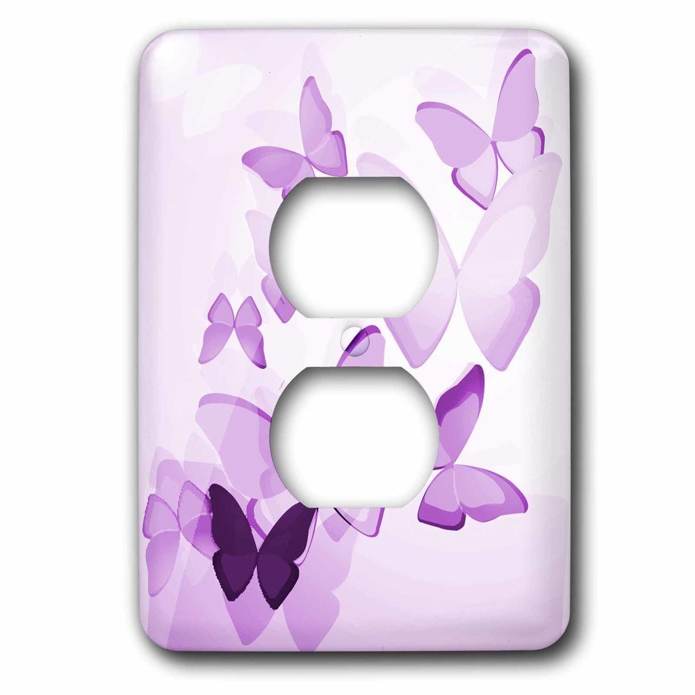 Single Duplex Switchplate With Transparent Purple Butterflies