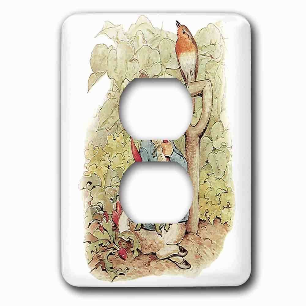 Single Duplex Outlet With Peter Rabbit In The Garden Vintage Art