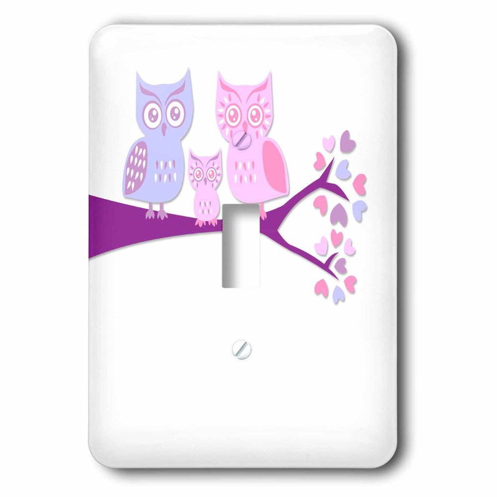 Single Toggle Switchplate With Cute Owl Family With Baby Girl