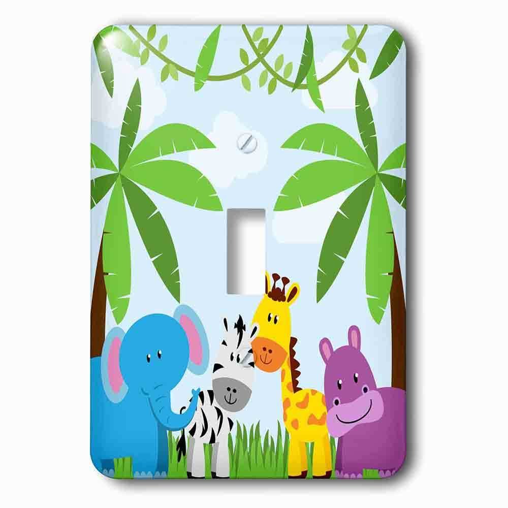 Single Toggle Wallplate With Cute Jungle Animals Scene