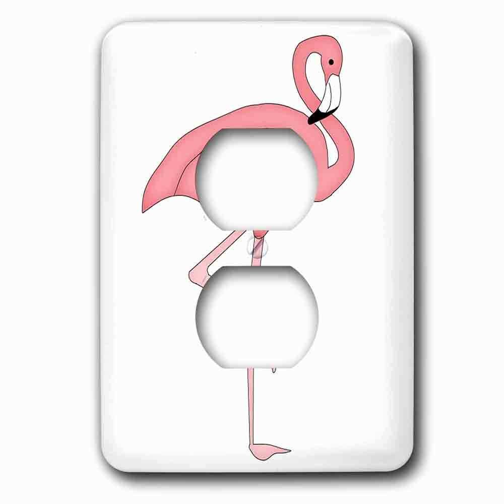 Single Duplex Outlet With Cute Pink Flamingo Bird Illustration