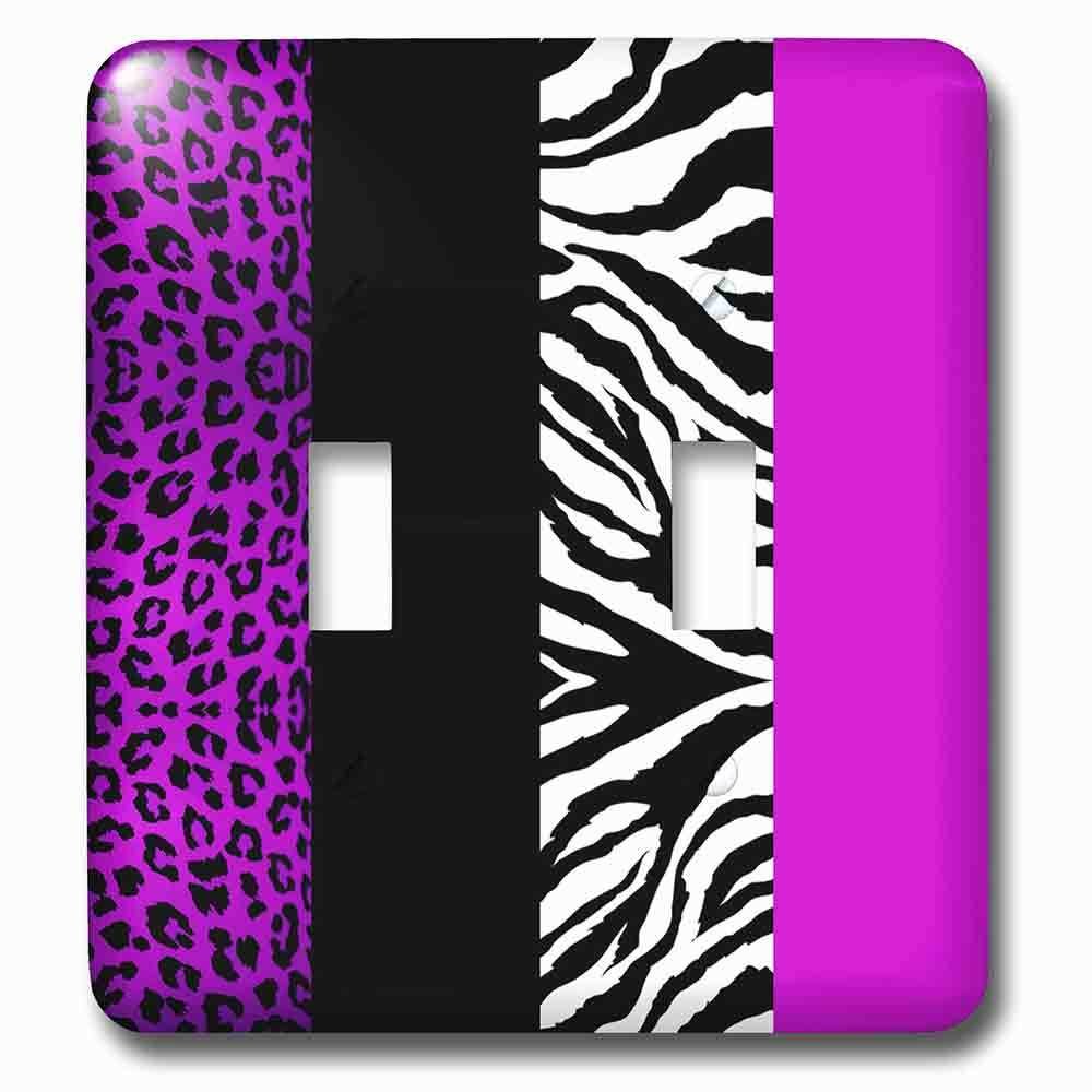 Double Toggle Wallplate With Purple Black And White Animal Print Leopard And Zebra