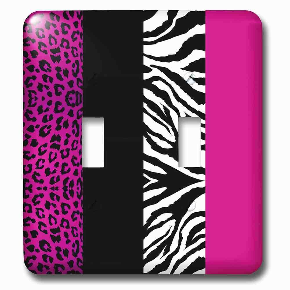 Double Toggle Wallplate With Pink Black And White Animal Print Leopard And Zebra