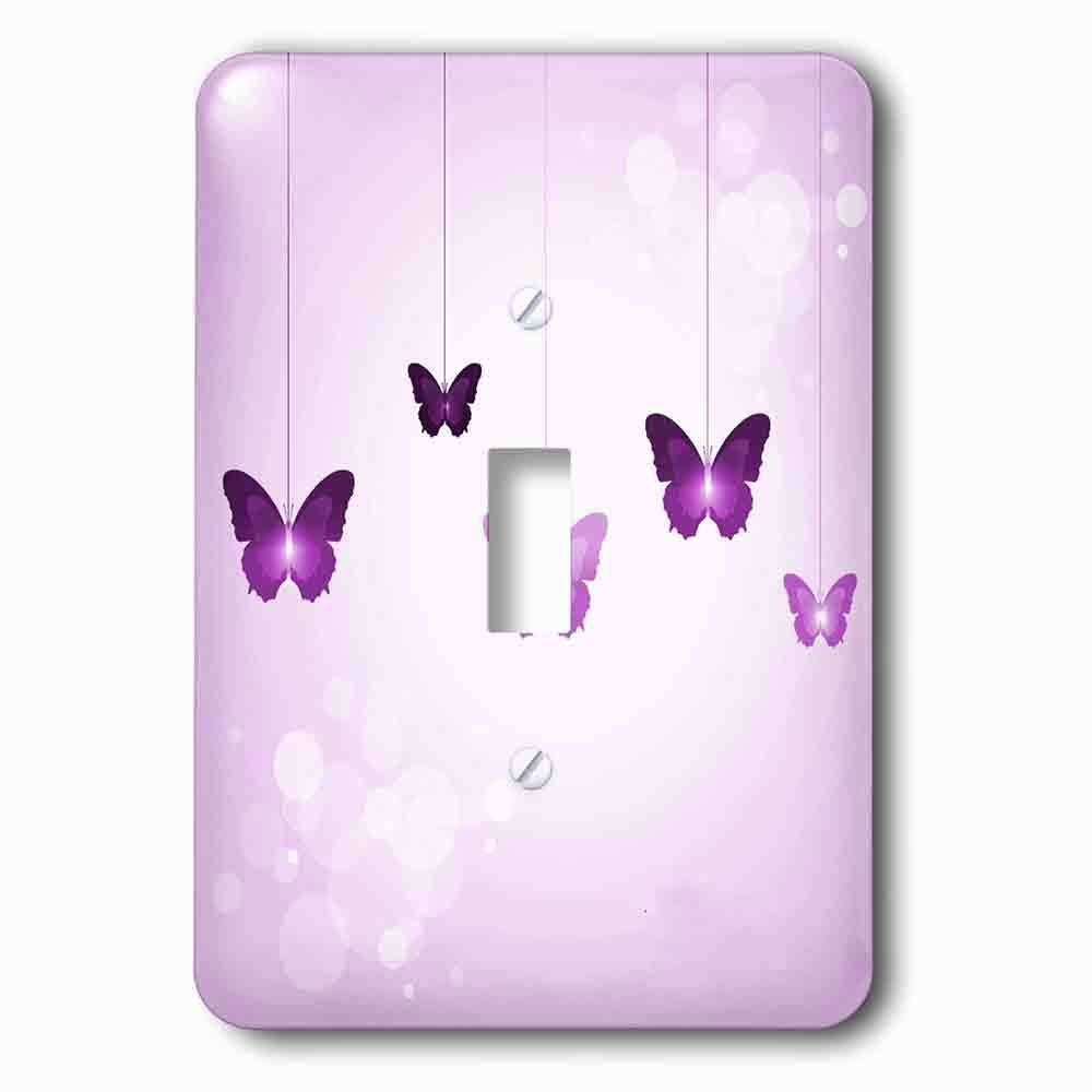 Single Toggle Wallplate With Cute Dark And Light Purple Dangling Butterflies