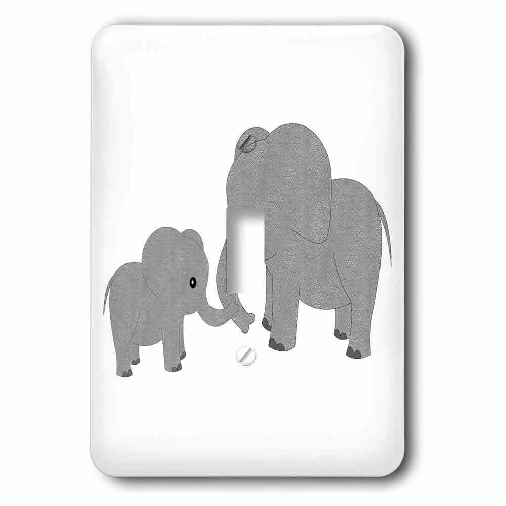 Single Toggle Wall Plate With Mom And Baby Elephant