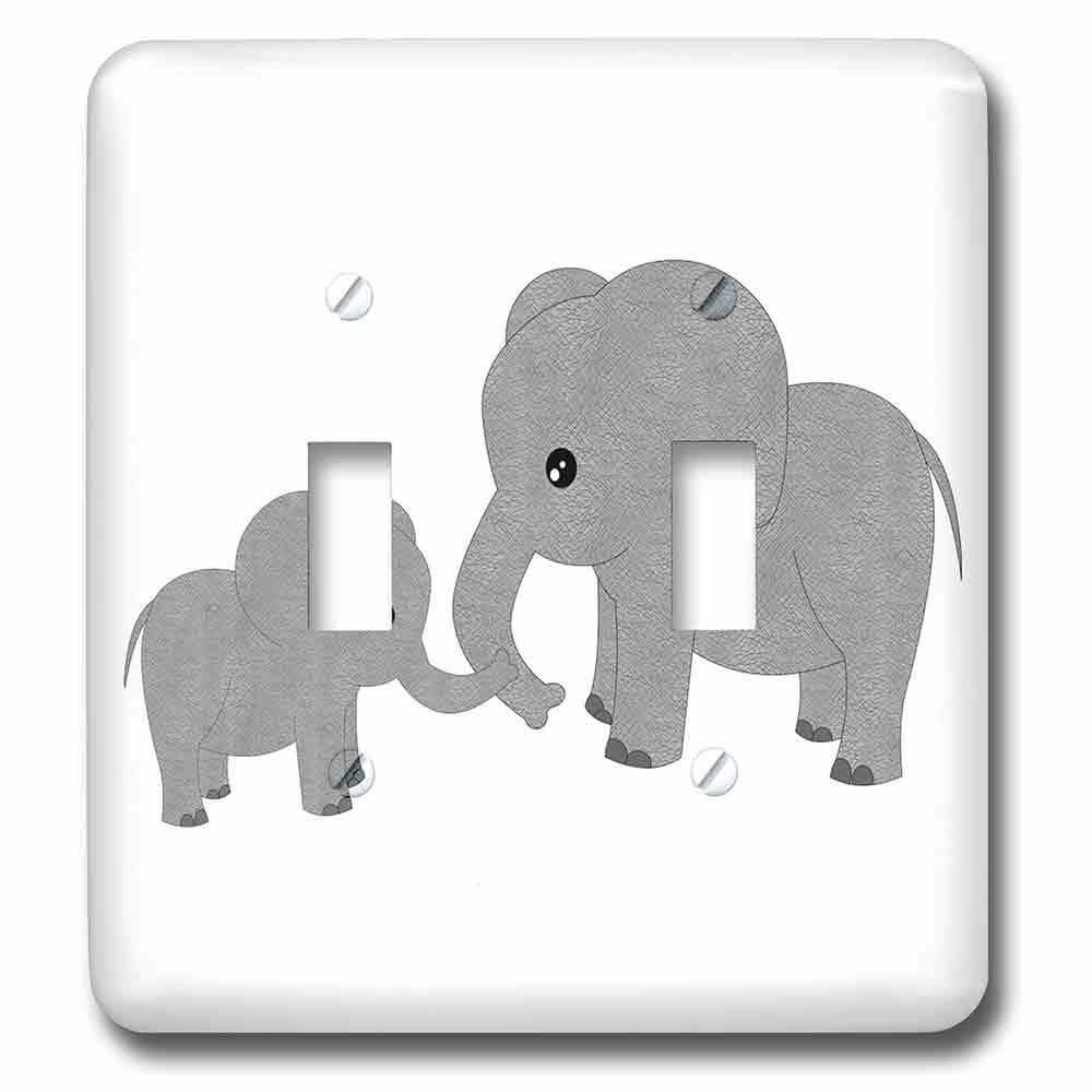 Double Toggle Wall Plate With Mom And Baby Elephant