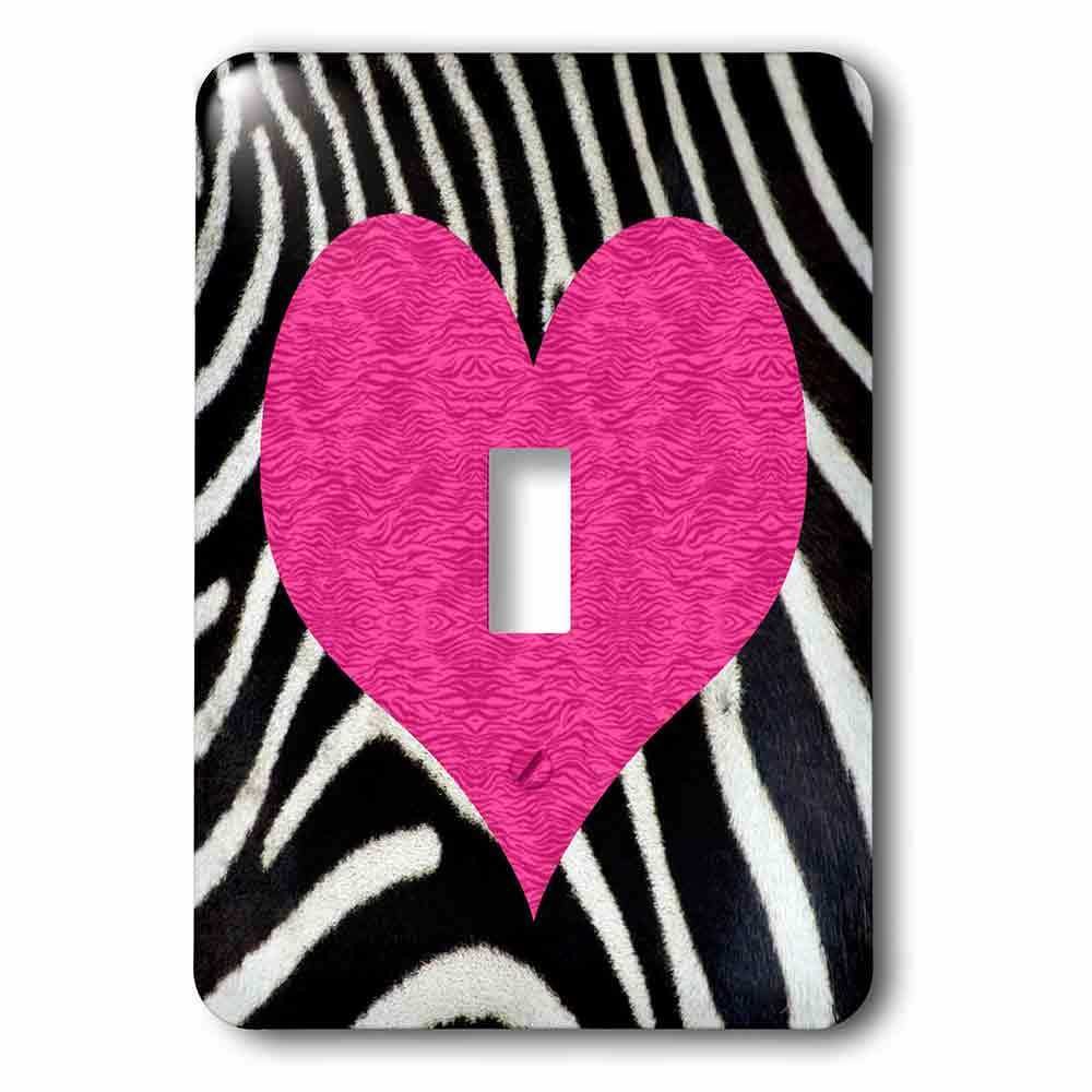 Single Toggle Wall Plate With Punk Rockabilly Zebra Animal Stripe Pink Heart Print