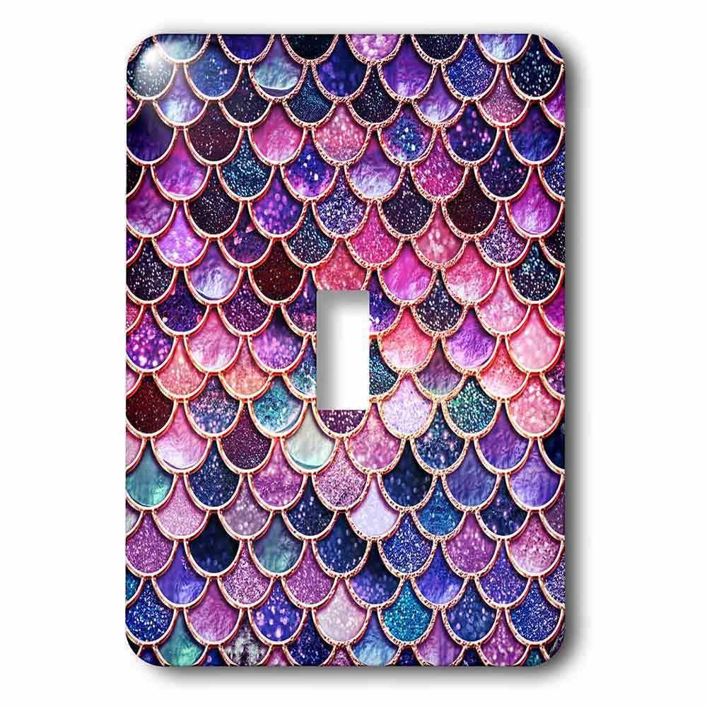 Single Toggle Wallplate With Image Of Sparkling Pink Purple Luxury Elegant Mermaid Scales Glitter