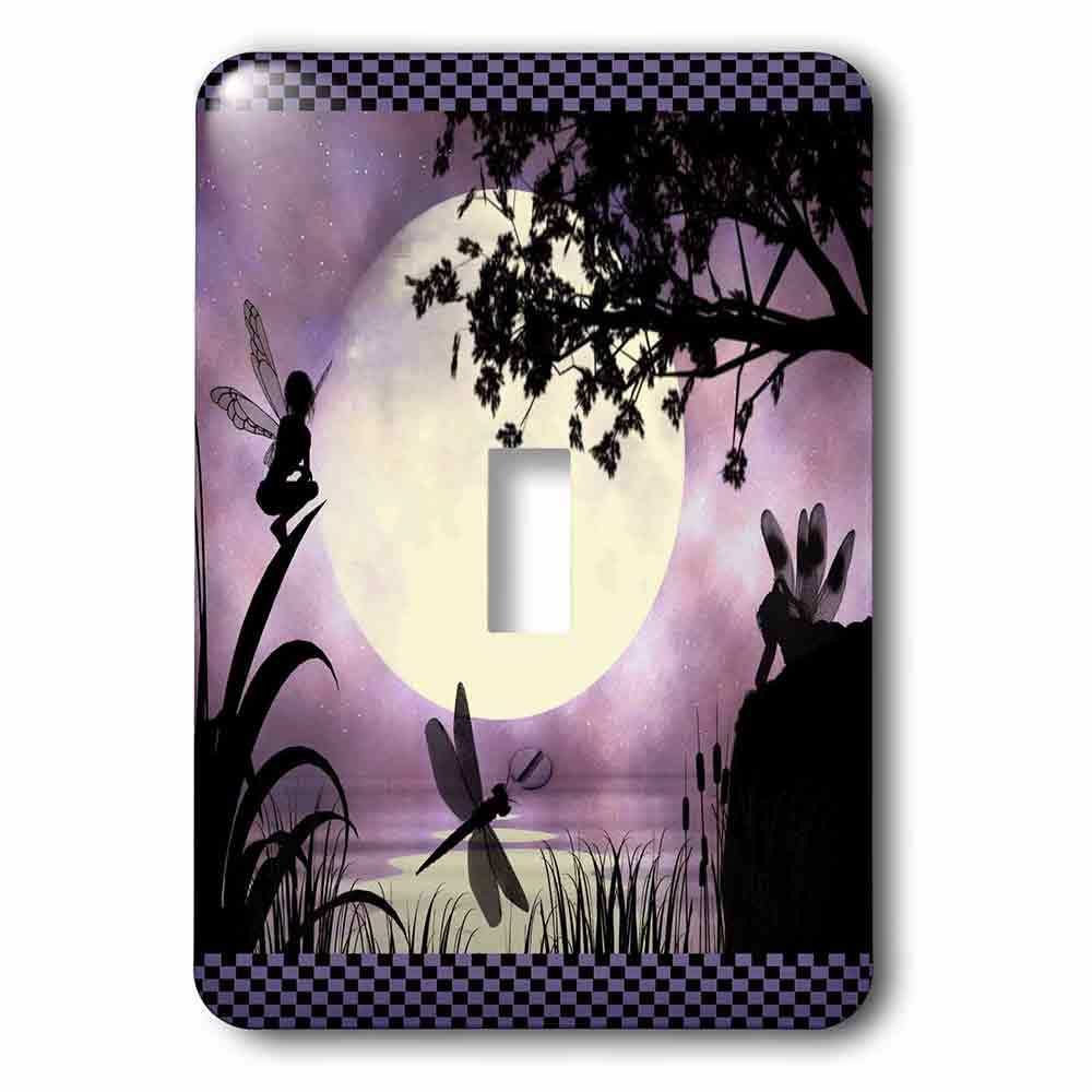 Single Toggle Wallplate With Fairies And Dragonflies With An Purple Moon