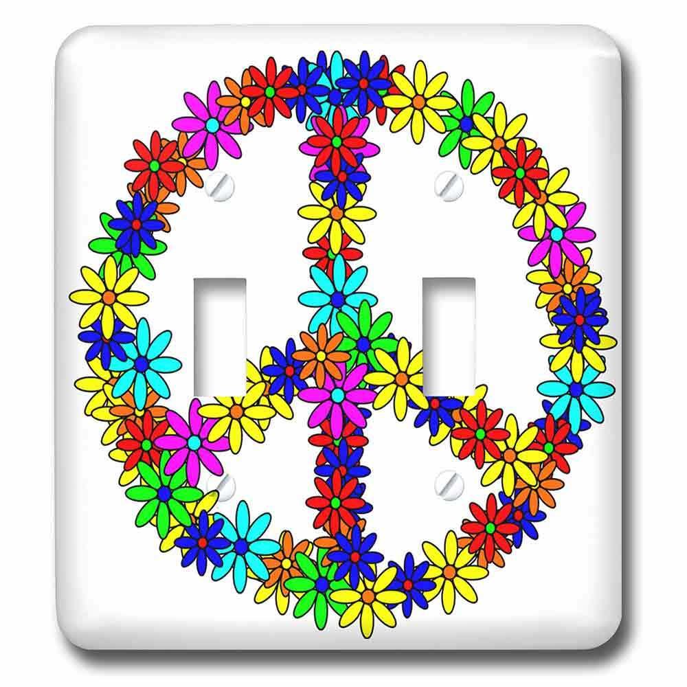 Double Toggle Wallplate With Peace Sign Flower Power Design