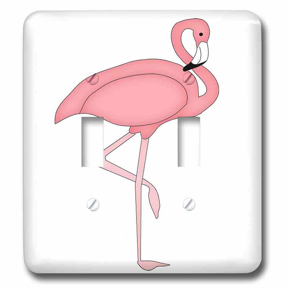 Double Toggle Wallplate With Pink Flamingo Bird Illustration