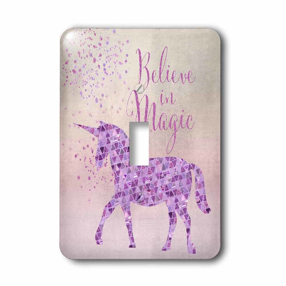 Single Toggle Wallplate With Glittering Unicorn And Test Believe In Magic
