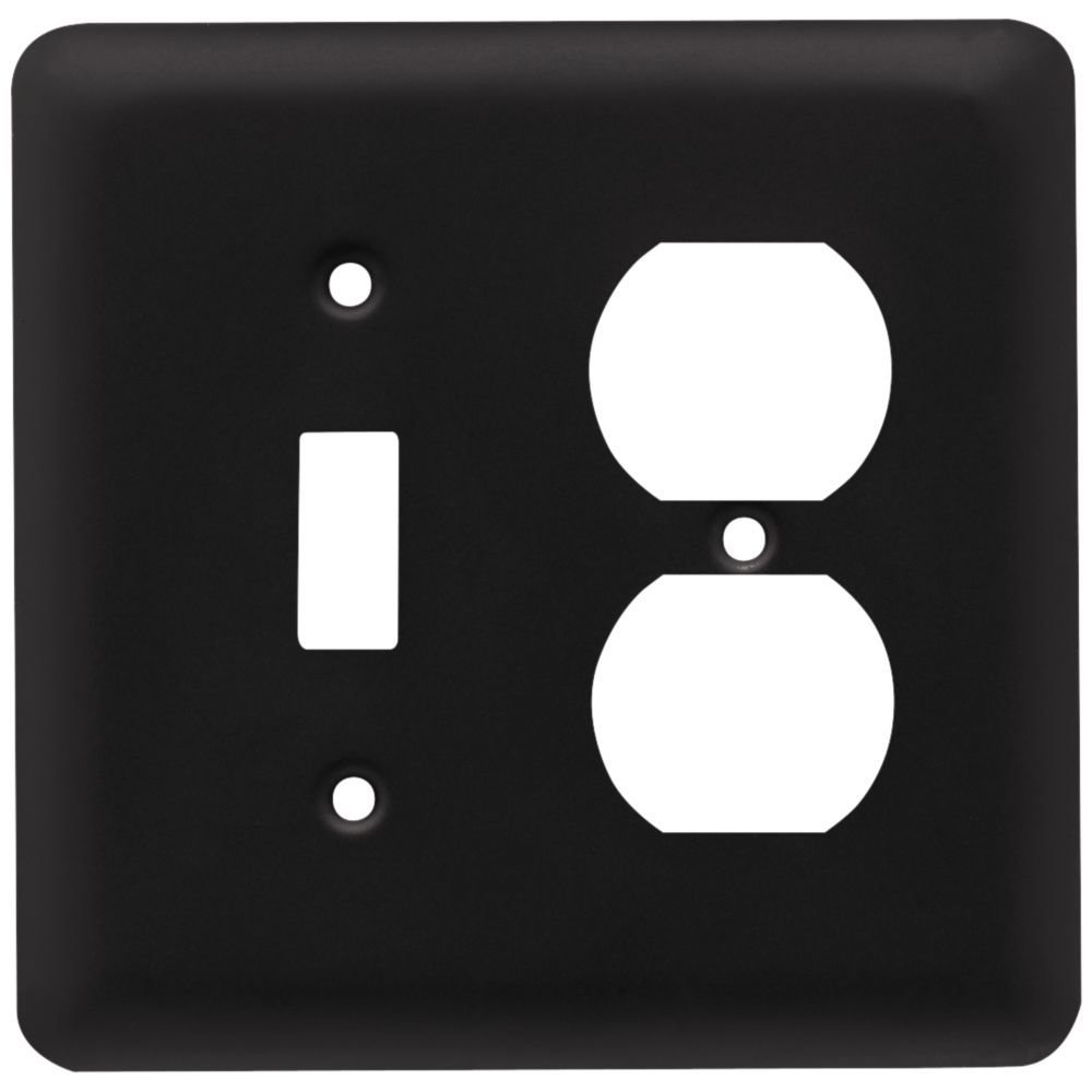 Brainerd Stamped Steel Round Combo Single Toggle Single Outlet in Flat Black