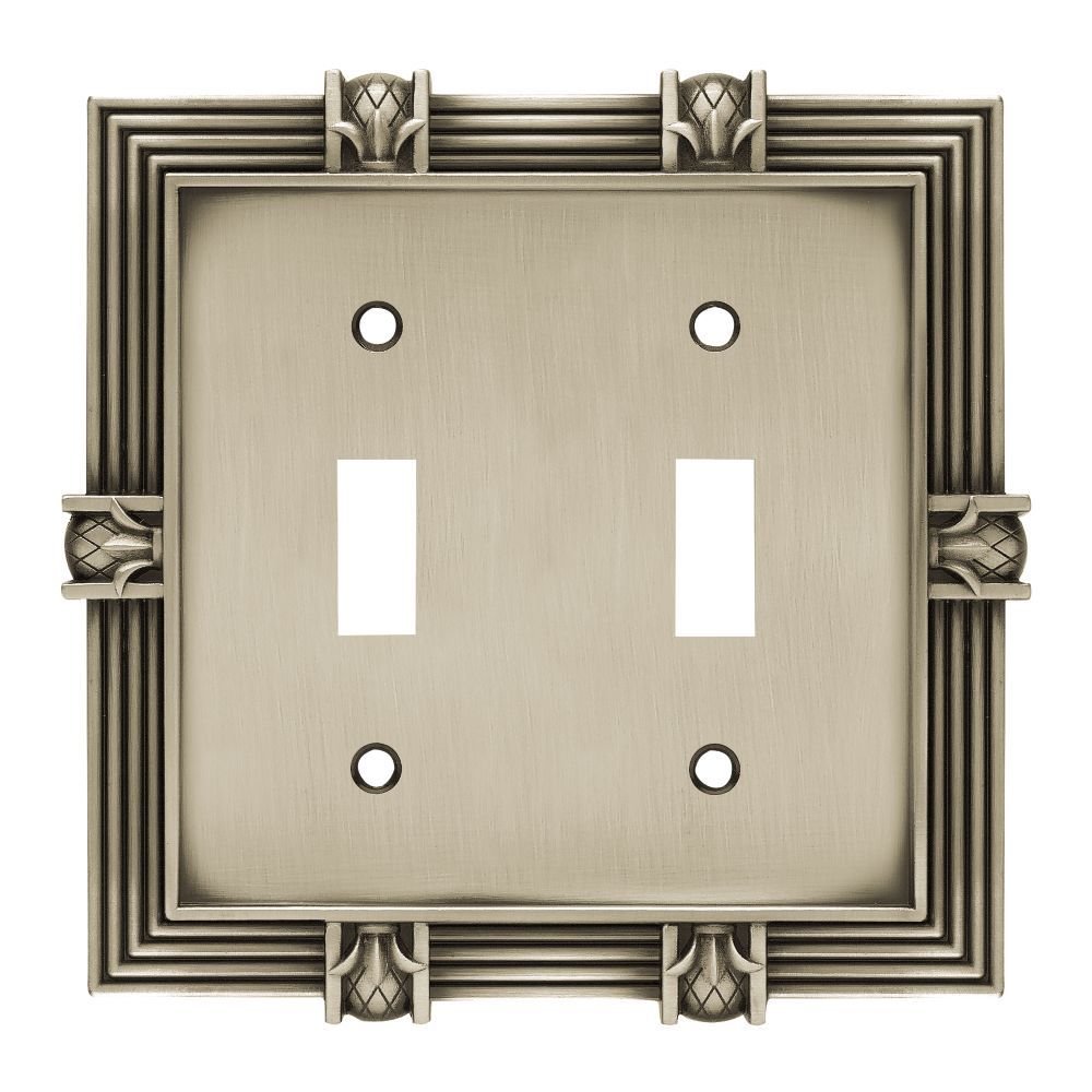 Double Toggle Switchplate in Brushed Satin Pewter