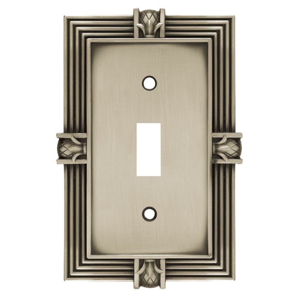 Single Toggle Switchplate in Brushed Satin Pewter