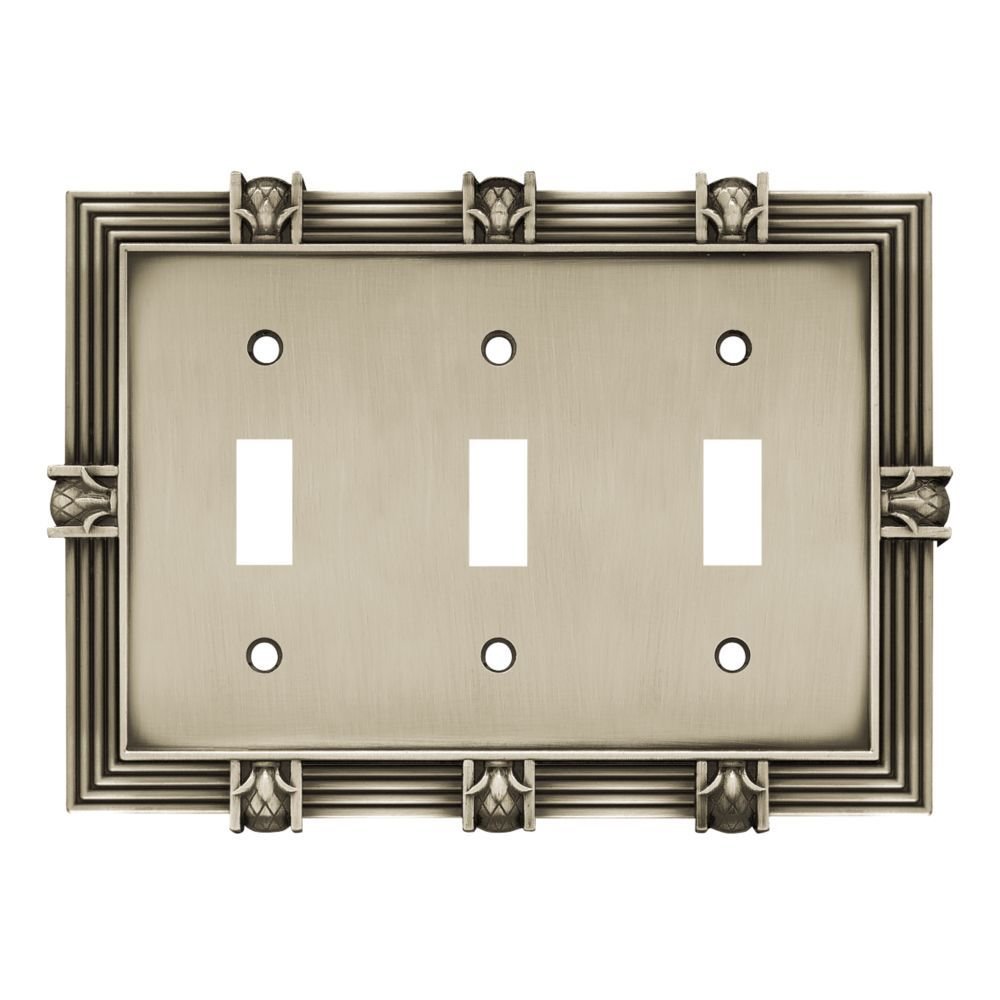 Triple Toggle Switchplate in Brushed Satin Pewter