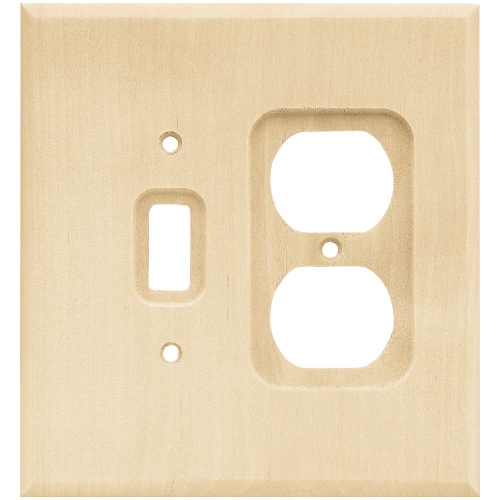 Combo Single Toggle Single Outlet in Unfinished Birch Wood