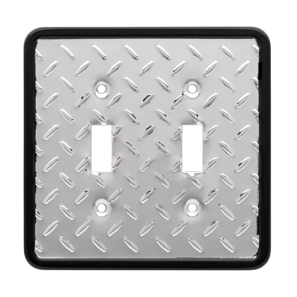 Diamond Plate Double Toggle Wall Plate in Polished Chrome