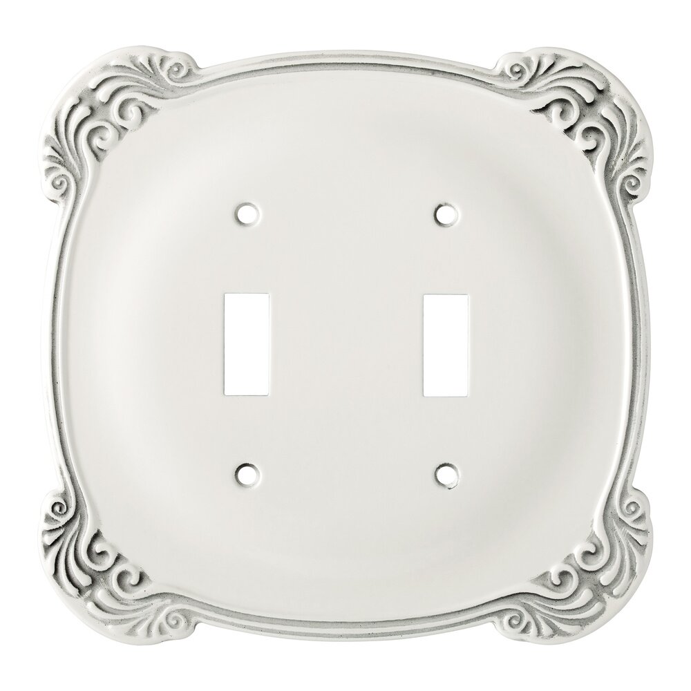 Arboresque Double Toggle Wall Plate in White Antique