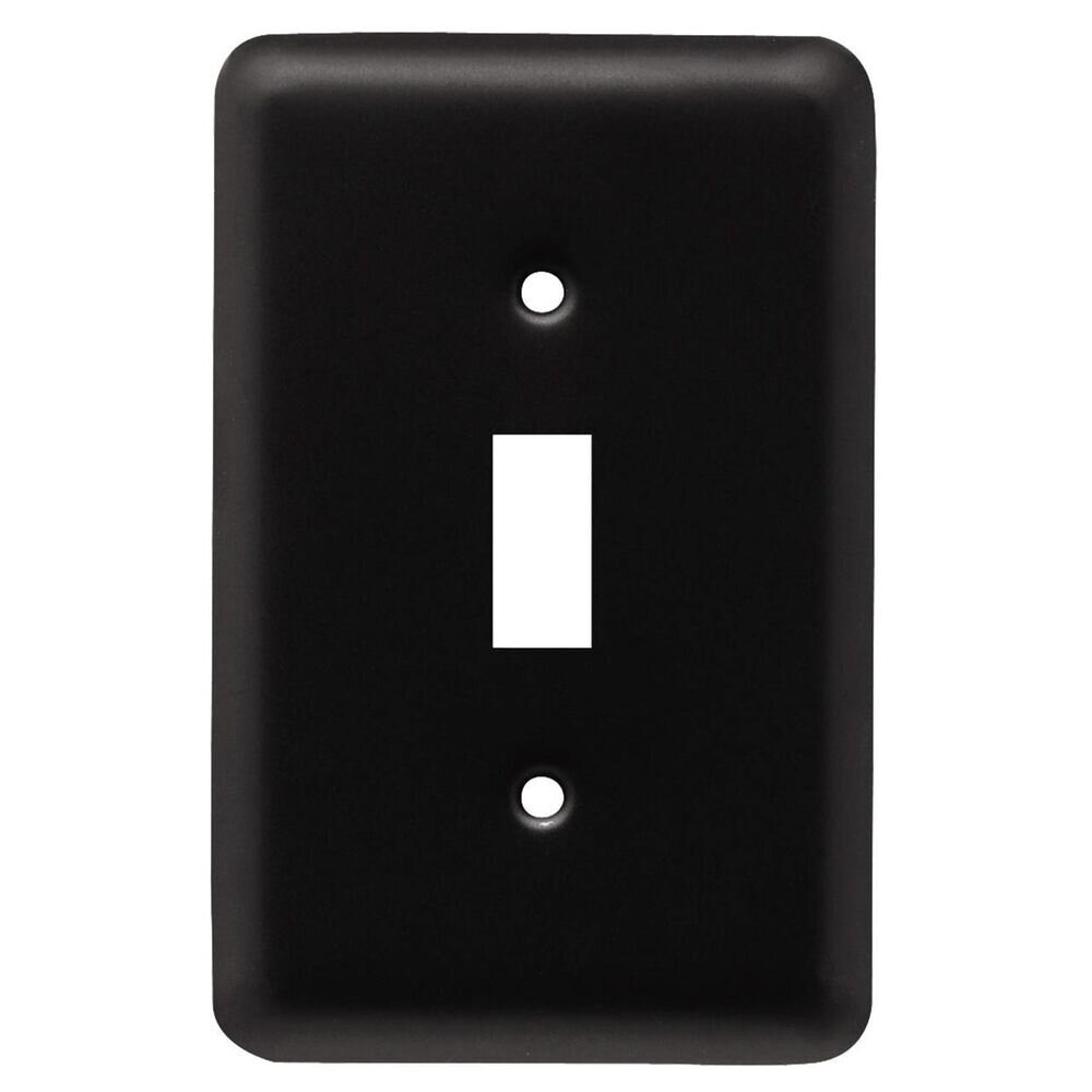 Stamped Round Single Toggle Wall Plate in Matte Black