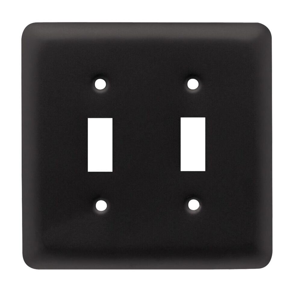Stamped Round Double Toggle Wall Plate in Matte Black