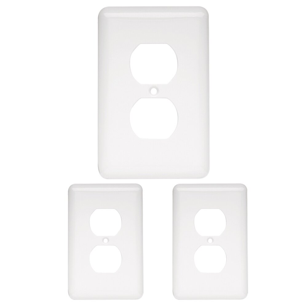Stamped Round Single Duplex Wall Plate (3 Pack) in White