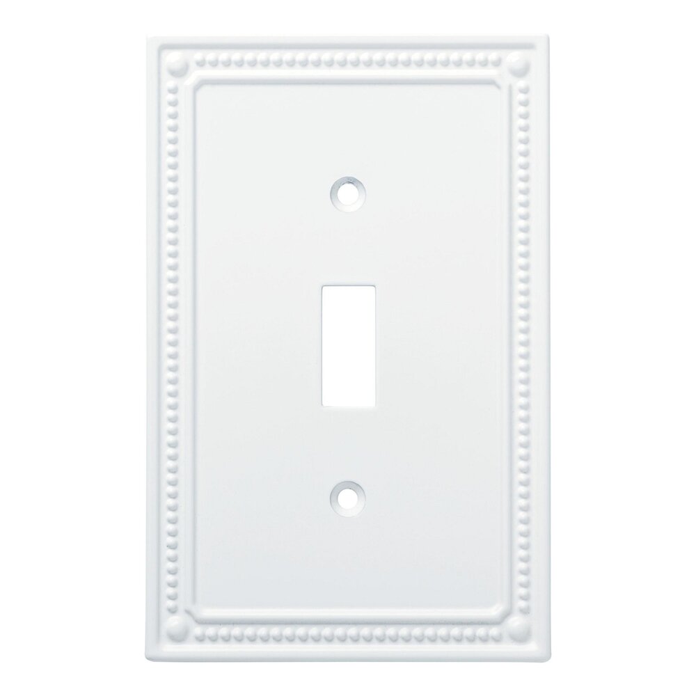 Classic Beaded Single Toggle Wall Plate in Pure White