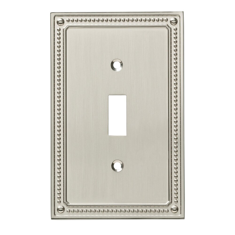 Classic Beaded Single Toggle Wall Plate in Brushed Nickel