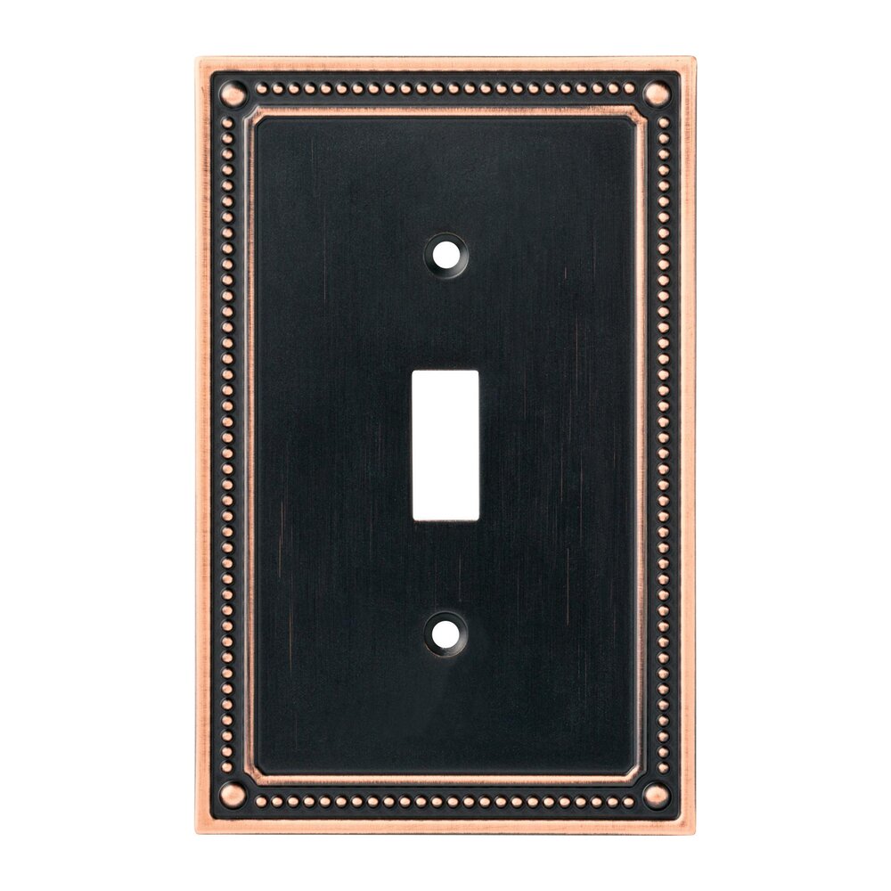 Classic Beaded Single Toggle Wall Plate in Bronze With Copper Highlights