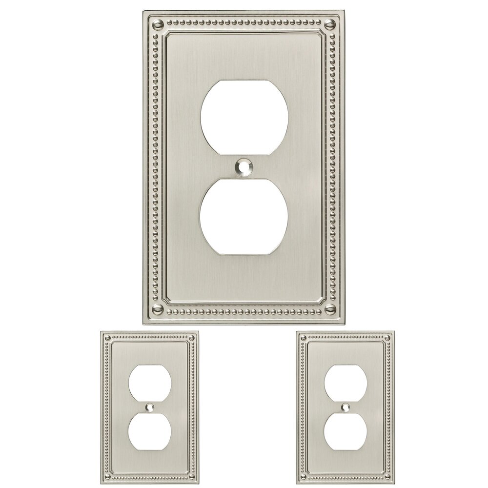Classic Beaded Single Duplex Wall Plate (3 Pack) in Brushed Nickel
