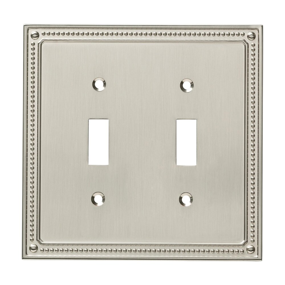Classic Beaded Double Toggle Wall Plate in Brushed Nickel