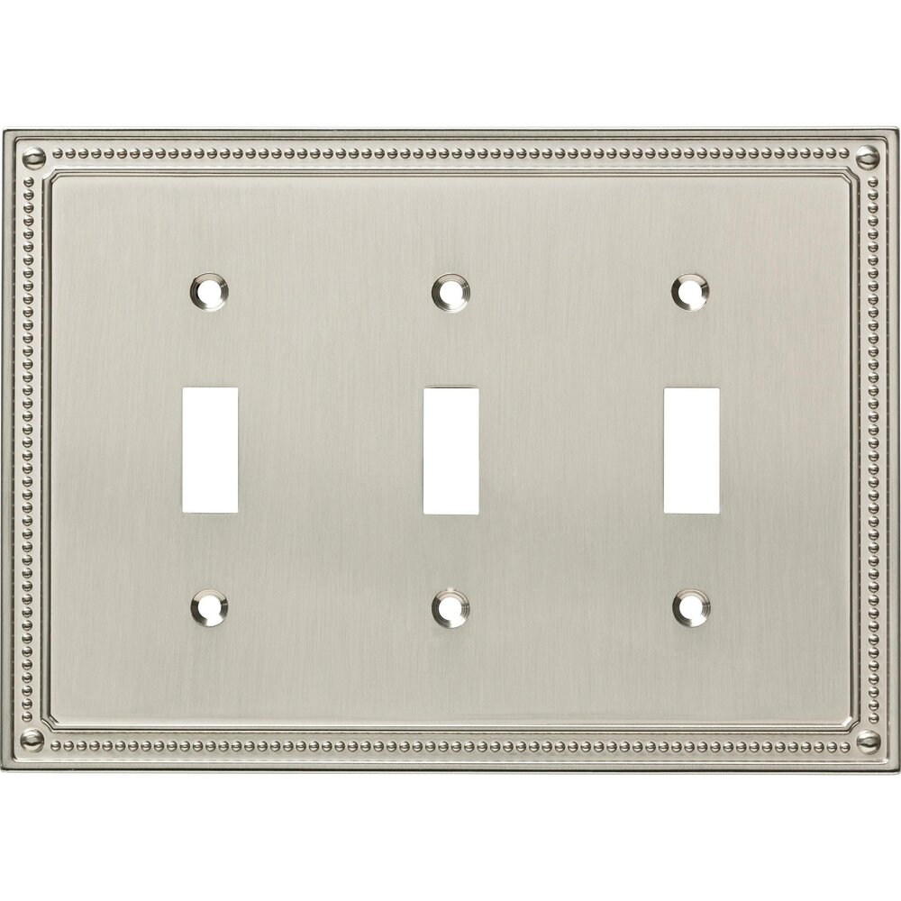 Classic Beaded Triple Toggle Wall Plate in Brushed Nickel